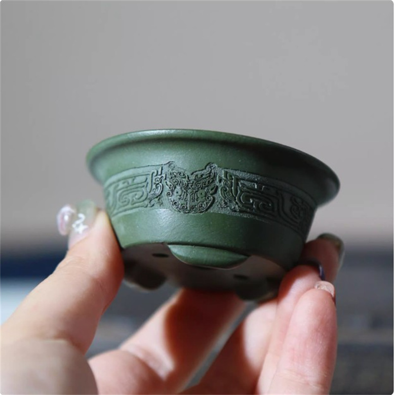 Bonsai Garden Nursery - Ceramic Carved Mini Bonsai Pot,Small Vase,