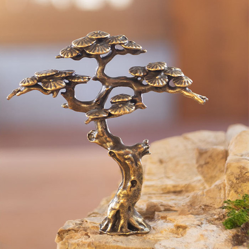 Bonsai Garden Ideas - Mini Welcome Pine Miniature Figurine Copper