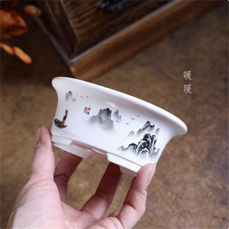 Porcelain White Oval Bonsai Po - Bonsai Garden Chinese Garden recension och pris