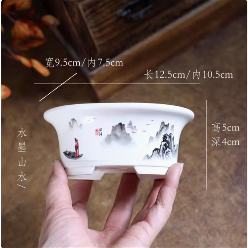 Porcelain White Oval Bonsai Po - Bonsai Garden Chinese Garden recension och pris