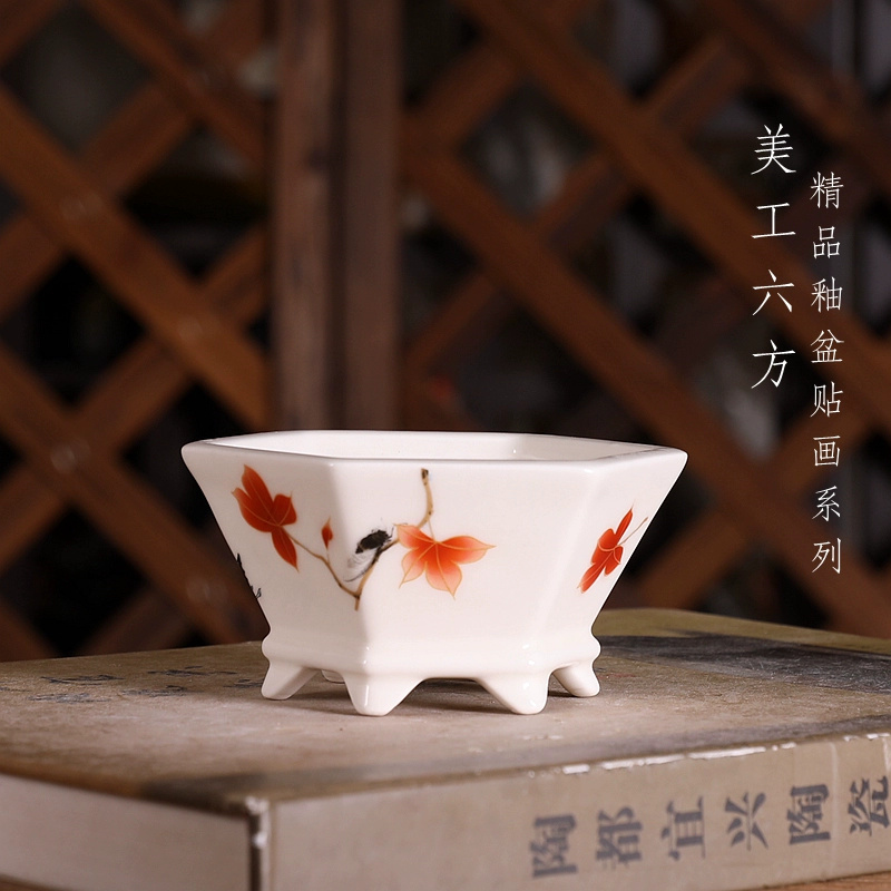 Porcelain Hexagon Bonsai Pot,S - Bonsai Garden Chinese Garden recension och pris