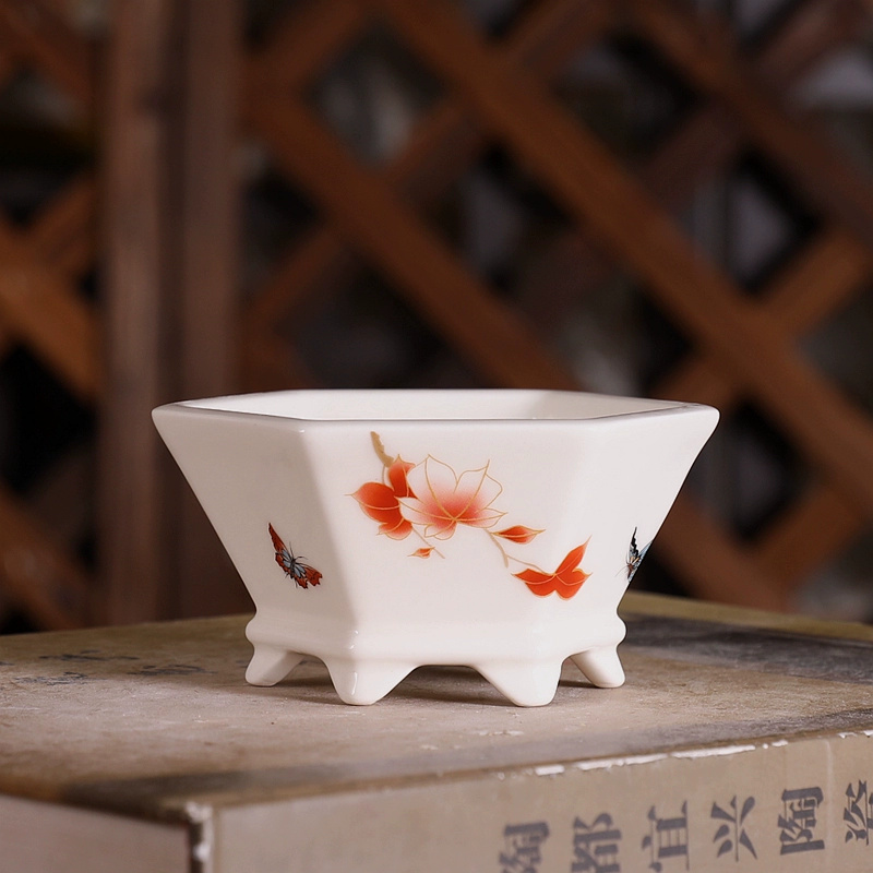 Porcelain Hexagon Bonsai Pot,S - Bonsai Garden Chinese Garden recension och pris