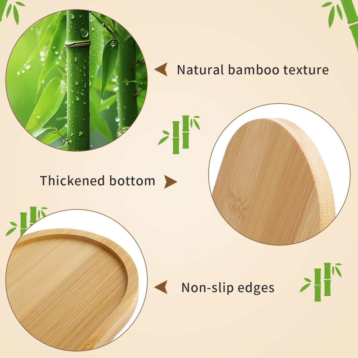 4pcs Bamboo Plant Saucer Oval  - Drip Tray Saucer recension och pris